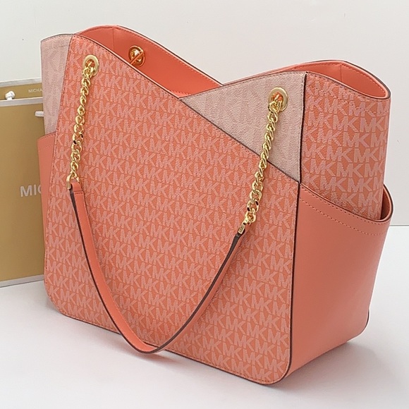 MICHAEL KORS LARGE X CHAIN SHOULDER TOTE BAG SHERBERT MULTI COLOR - Picture 3 of 15